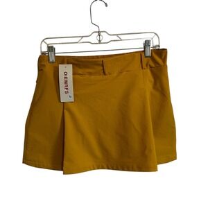 Oiemrfs Skort Athletic Golf Tennis‎ Activewear Skirt Shorts Mustard Yellow 10